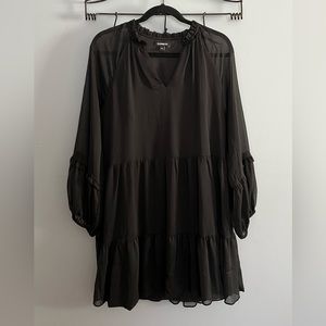 Express Black Flowy Long Sleeve Mini Dress